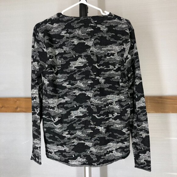 S--dry Black Grey Camoflauge Camo Raw Edge Long Sleeve Top Sz L - Picture 2 of 7